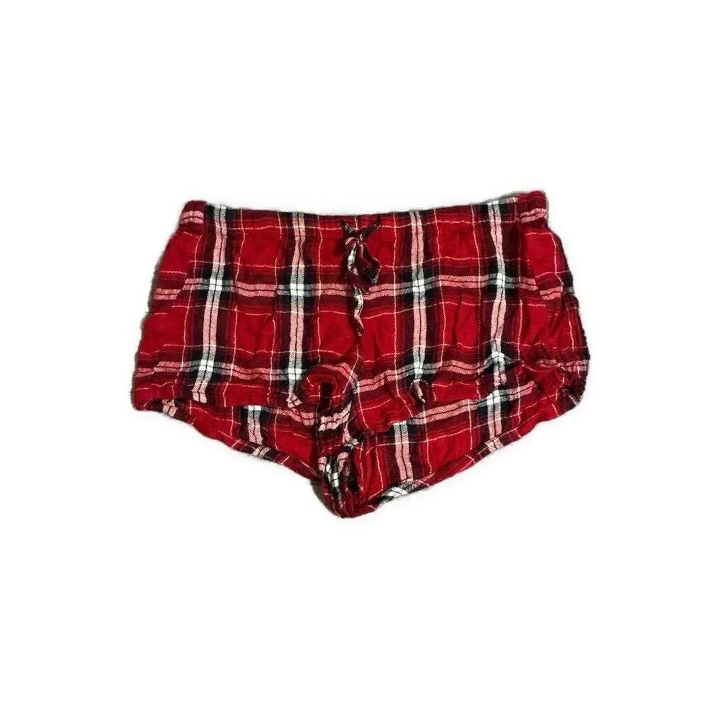 Rails Anthropologie Red Black White Plaid Flannel Rayon Mini Shorts Xs